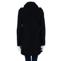 Prada Black Double Breasted Long Wool Coat S