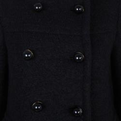 Prada Black Double Breasted Long Wool Coat S