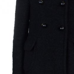 Prada Black Double Breasted Long Wool Coat S