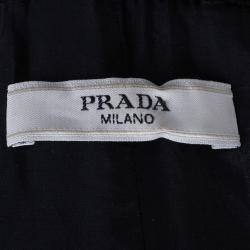 Prada Black Double Breasted Long Wool Coat S