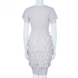 Pre Owned Prada Beige Textured Silk Dress L