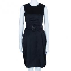 Pre Owned Prada Black Belted Shift Dress S