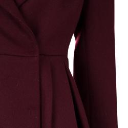 Pre Owned Prada Burgundy Wool Notched Collar Overcoat S