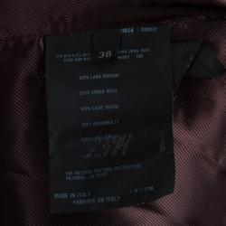 Pre Owned Prada Burgundy Wool Notched Collar Overcoat S