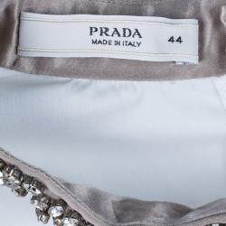 Pre Owned Prada White Embellished Collar Top M