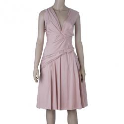 Pre Owned Prada Taffeta Pleated Knee-length Dress M