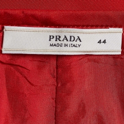 Pre Owned Prada Red Silk Blend Zip Front Dress M