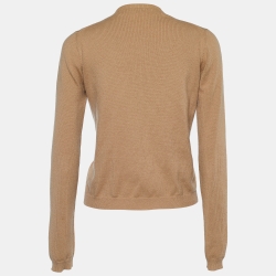 Prada Brown Cashmere Knit Ruffled Cardigan M