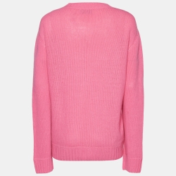 Prada Pink Log Intarsia Wool knit Sweater M