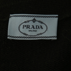 Pre Owned Prada Black Cashmere Elbow-Patch Detail Cardigan M