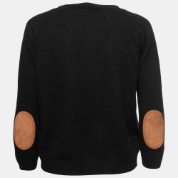 Pre Owned Prada Black Cashmere Elbow-Patch Detail Cardigan M