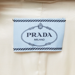 Prada Cream Wool Belted Mid Length Coat M