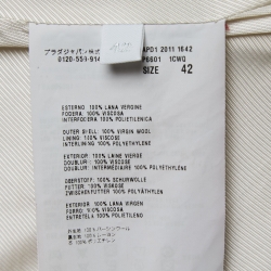 Prada Cream Wool Belted Mid Length Coat M