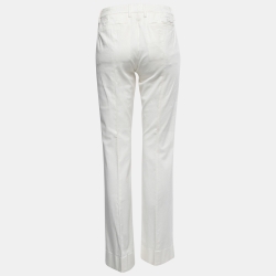 Prada White Cotton Flared Leg Pants L