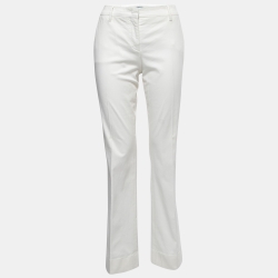 Prada White Cotton Flared Leg Pants L