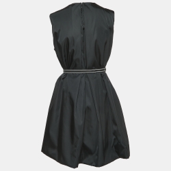 Pre Owned Prad Black Re-Nylon Sleeveless Belted Mini Dress M