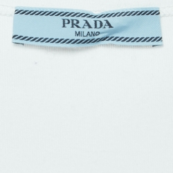 Pre Owned Prada White Cotton Knit Logo Applique Tank Top L