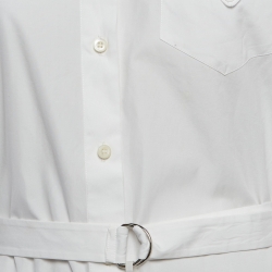Prada White Cotton Poplin Belted Shirt Style Playsuit XS