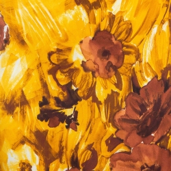 Prada Orange Floral Print Feather Trim Crepe Midi Skirt S