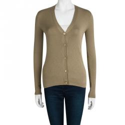 Prada Brown Cashmere Button Front Long Sleeve Cardigan M