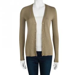 Prada Brown Cashmere Button Front Long Sleeve Cardigan M