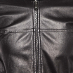 Prada Black Leather Trim Wool Zipper Jacket L
