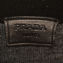 Prada Black Leather Trim Wool Zipper Jacket L
