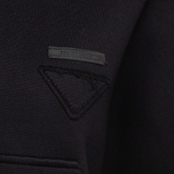 Pre Owned Prada Black Jersey Cropped Hoodie S