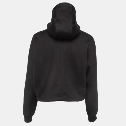 Pre Owned Prada Black Jersey Cropped Hoodie S