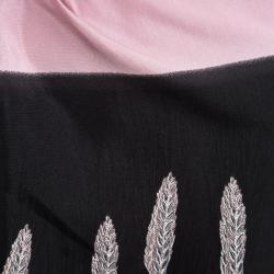 Pre Owned Prada Black Wheat Print Midi Skirt S