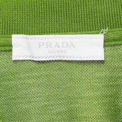 Pre Owned Prada Green Cotton Knit Polo Tshirt L