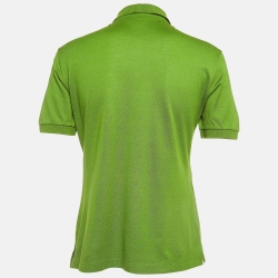 Pre Owned Prada Green Cotton Knit Polo Tshirt L