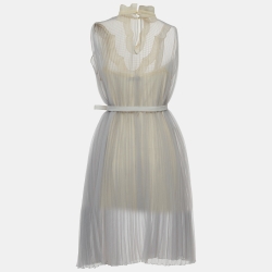 Pre Owned Prada Mint Green Pliseé Pleated Crepe A Line Dress M