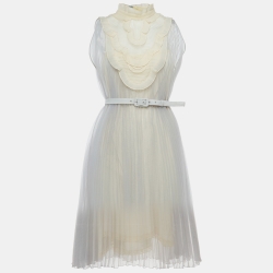 Pre Owned Prada Mint Green Pliseé Pleated Crepe A Line Dress M