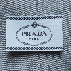 مملوكة مسبقًا Prada Blue Logo Triangle Denim Cropped Jacket XS