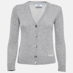 Pre Owned Prada Grey Wool Blend Button Front Cardigan S