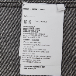 Pre Owned Prada Black Metal Triangle Logo Denim Mini Shift Dress S