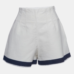 Prada White Denim Raw Edge Shorts M