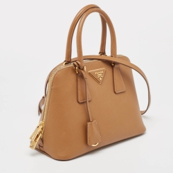 Pre Owned Prada Brown Saffiano Lux Leather Small Promenade Satchel