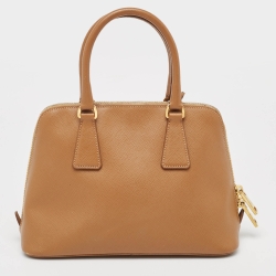 Pre Owned Prada Brown Saffiano Lux Leather Small Promenade Satchel