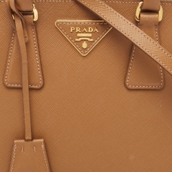 Pre Owned Prada Brown Saffiano Lux Leather Small Promenade Satchel