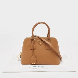 Pre Owned Prada Brown Saffiano Lux Leather Small Promenade Satchel