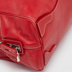 Prada Red Vitello Daino Leather Boston Bag