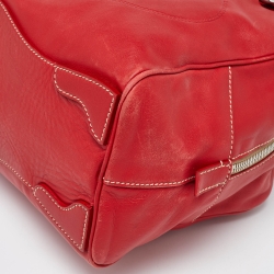 Prada Red Vitello Daino Leather Boston Bag