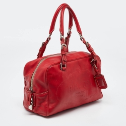 Prada Red Vitello Daino Leather Boston Bag