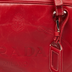 Prada Red Vitello Daino Leather Boston Bag