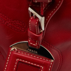 Prada Red Vitello Daino Leather Boston Bag