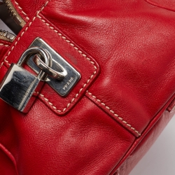 Prada Red Vitello Daino Leather Boston Bag