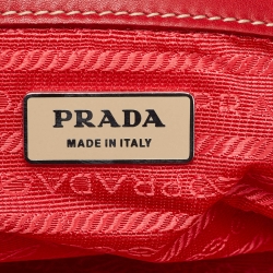 Prada Red Vitello Daino Leather Boston Bag