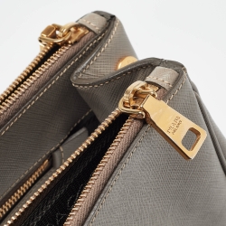 Pre Owned Prada Grey Saffiano Leather Large Galleria Double Zip Tote